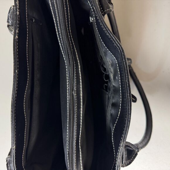 Totes Black Leather Large Handbag Women Shoulder Bag Roomy Pockets Purse Satchel - Picture 4 of 9